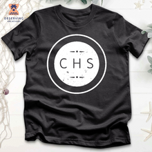 Load image into Gallery viewer, Chs Round Simple Distressed White Tri-Blend T-Shirt