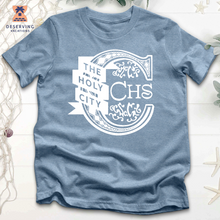 Load image into Gallery viewer, Chs Logo Fancy C W Ribbon White Tri-Blend T-Shirt