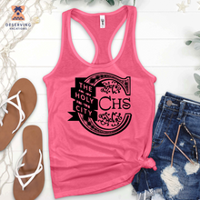 Load image into Gallery viewer, Chs Logo Fancy Ribbon Black Tank Top