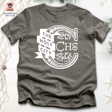 Load image into Gallery viewer, Chs Logo Fancy C W Ribbon White Tri-Blend T-Shirt