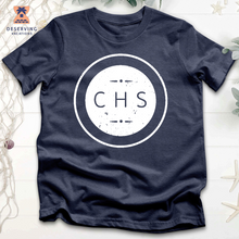 Load image into Gallery viewer, Chs Round Simple Distressed White Tri-Blend T-Shirt