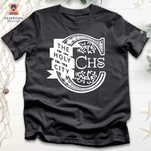 Load image into Gallery viewer, Chs Logo Fancy C W Ribbon White Tri-Blend T-Shirt