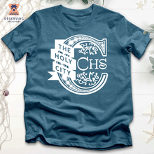 Load image into Gallery viewer, Chs Logo Fancy C W Ribbon White Tri-Blend T-Shirt