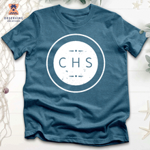 Load image into Gallery viewer, Chs Round Simple Distressed White Tri-Blend T-Shirt