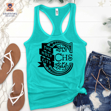 Load image into Gallery viewer, Chs Logo Fancy Ribbon Black Tank Top