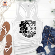 Load image into Gallery viewer, Chs Logo Fancy Ribbon Black Tank Top