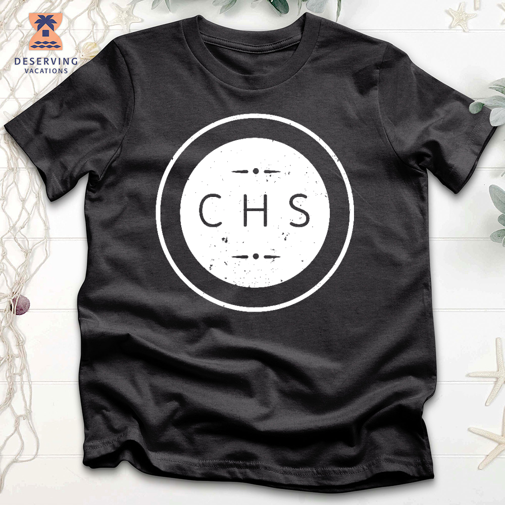 Chs Round Simple Distressed White Tri-Blend T-Shirt