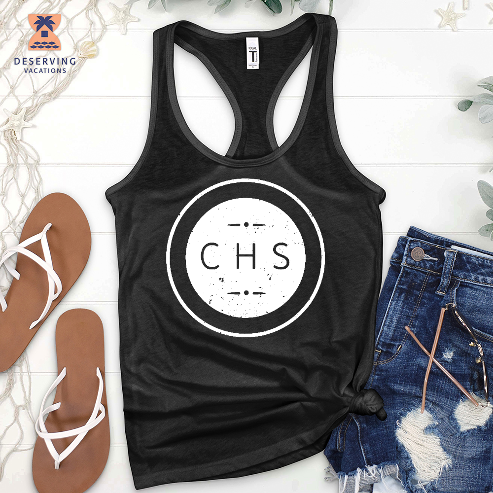 Chs Round Simple Distressed White Tank Top