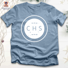 Load image into Gallery viewer, Chs Round Simple Distressed White Tri-Blend T-Shirt
