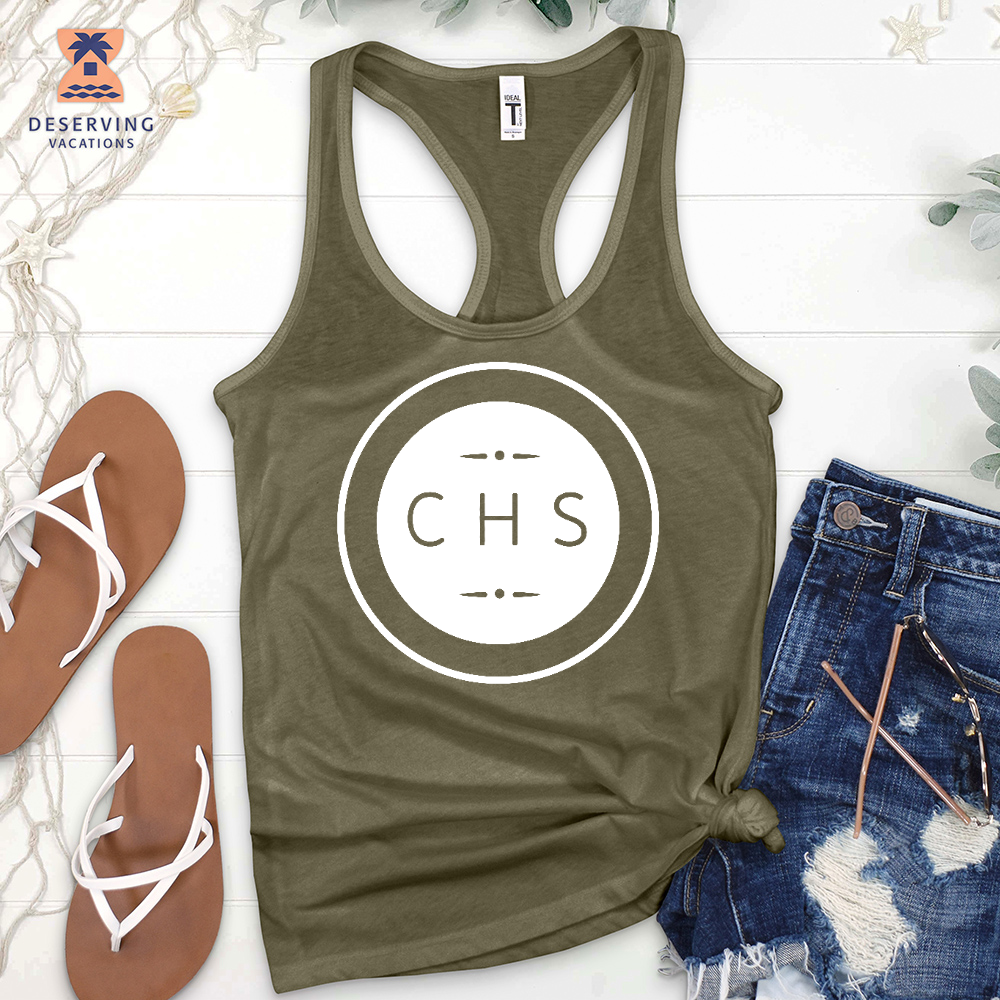 Chs Round Simple Clean White Tank Top