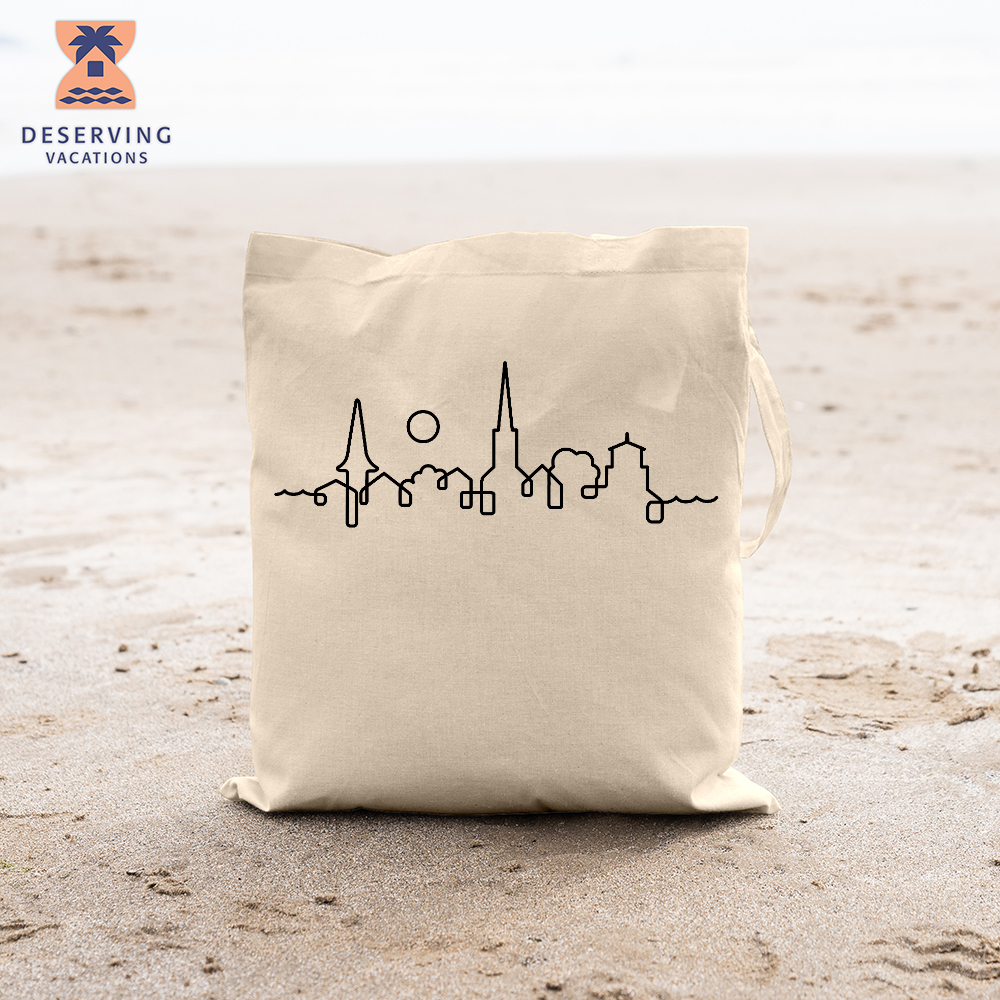 Charleston Skyline Black Tote