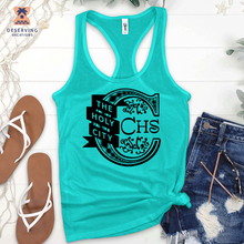 Load image into Gallery viewer, Chs Logo Fancy Ribbon Black Tank Top
