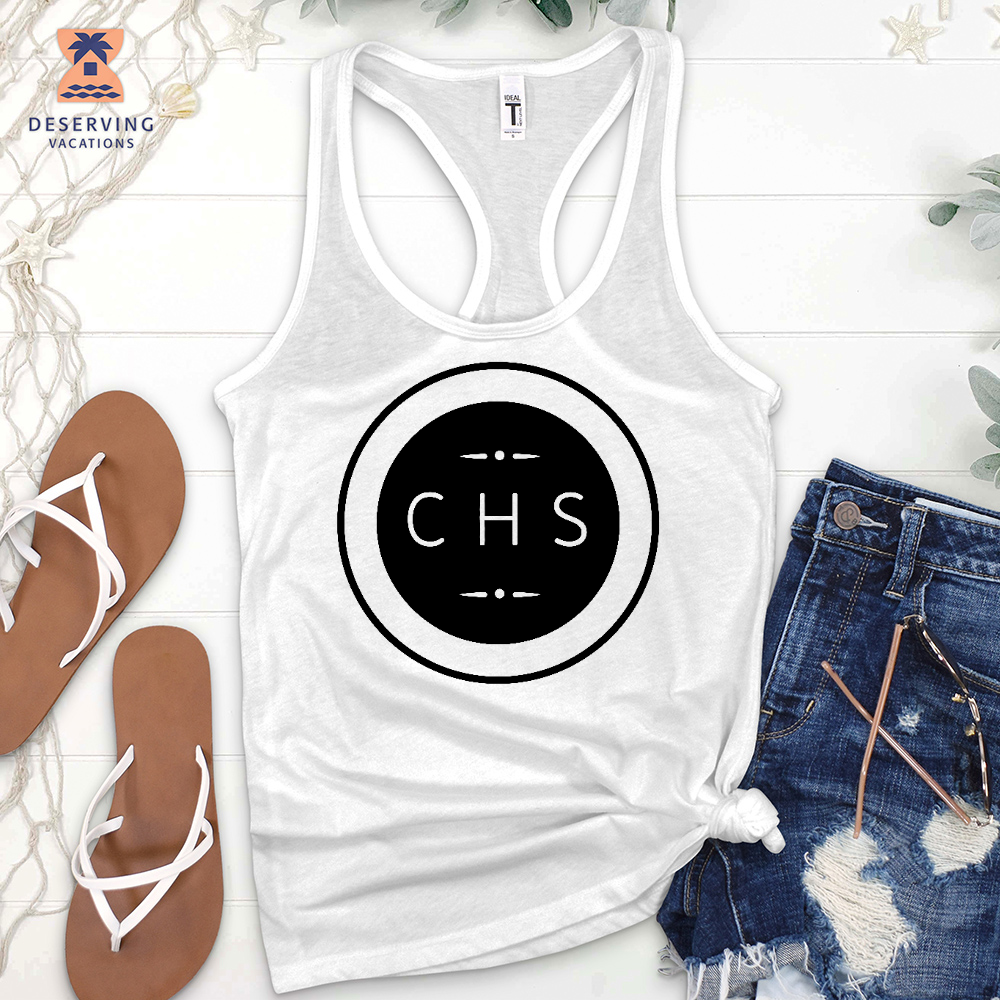 Chs Round Simple Clean Black Tank Top